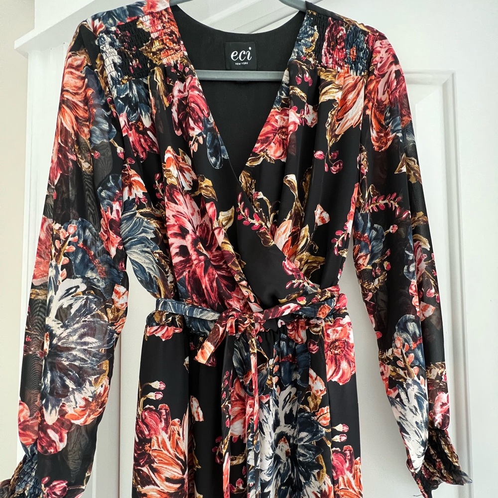 Pretty Floral ECI belted wrap dress